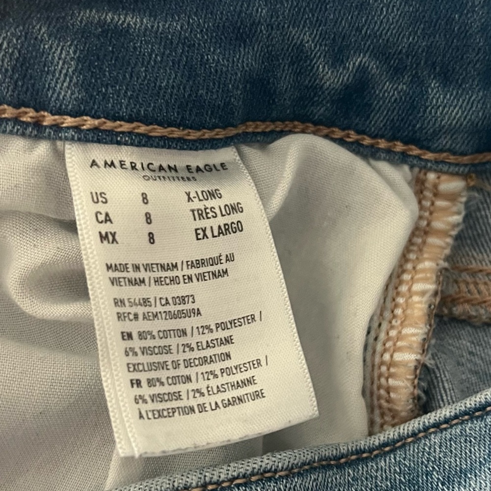 American Eagle Distressed Hi Rise Jeggings Size 8 X-Long - Picture 7 of 7